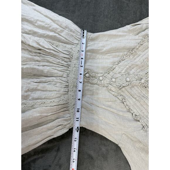 Linennaive Mary 18 Cream White Victorian Prairie Linen Dress XS Cottagecore - Picture 10 of 13